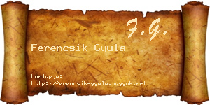 Ferencsik Gyula névjegykártya